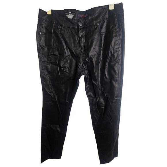Liverpool Los Angeles Denim - Liverpool Womens Abbys Faux Leather Skinny Jeans Sz 12 Moto Biker Classic Black